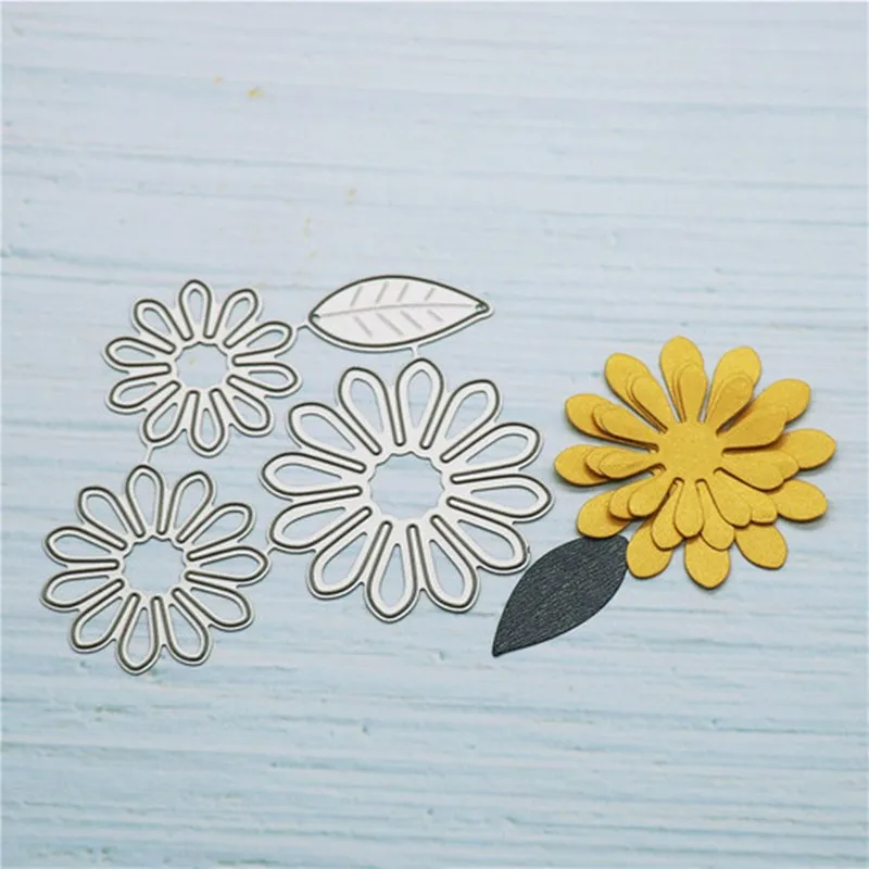 

2021 3pcs flower and leaf Metal Cutting Dies Stencils For DIY Scrapbooking Decorative Embossing Handcraft Die Cutting Template