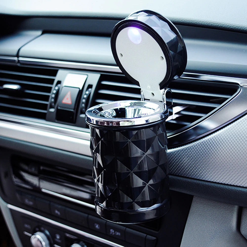 

Auto Accessories Portable Led Light Car Ashtray Universal Cigarette Cylinder Holder Car Styling