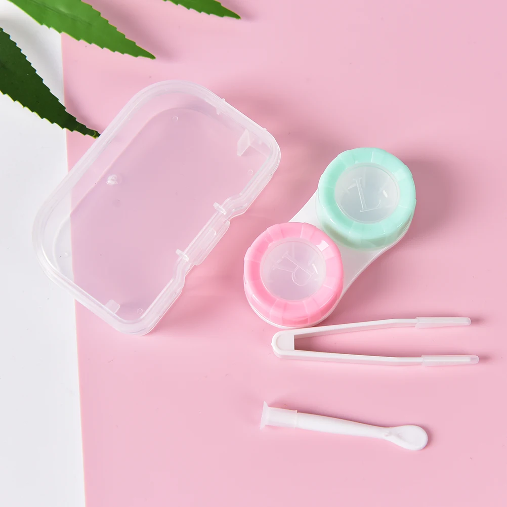 

Plastic Contact Lens Box Portable Contact Lenses Soak Storage Small Mini Tweezer Stick Eyewear Bag Container Random Color
