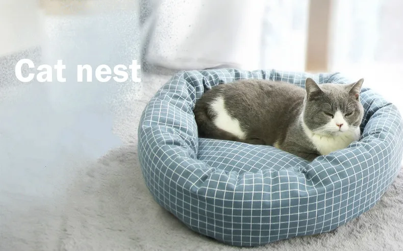Precio Cama Redonda Cálida Para Mascotas, Productos Suaves Para Gatos, Casa A Cuadros Para Perro, Almohada Refrescante, Cojín Para Perro, Cama Lavable Para Cachorro
