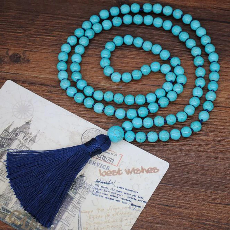 Винтажный богемский этнический Непал Цепочки и ожерелья буддизма Мала ожерелье