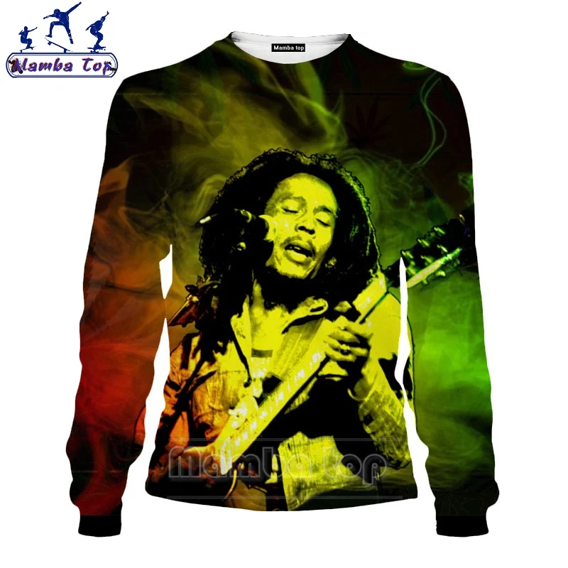 

Mamba top Bob Marley Sweatshirt 3D Print Rock Singer Funny Black Clothes Men's Shirt Hippie Camping Hip Hop Men Women Streetwear