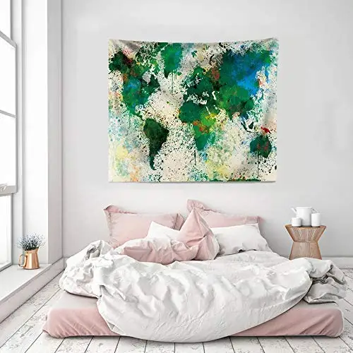 Карта мира домашний декор гобелен зеленый красный крутой уникальный нежный