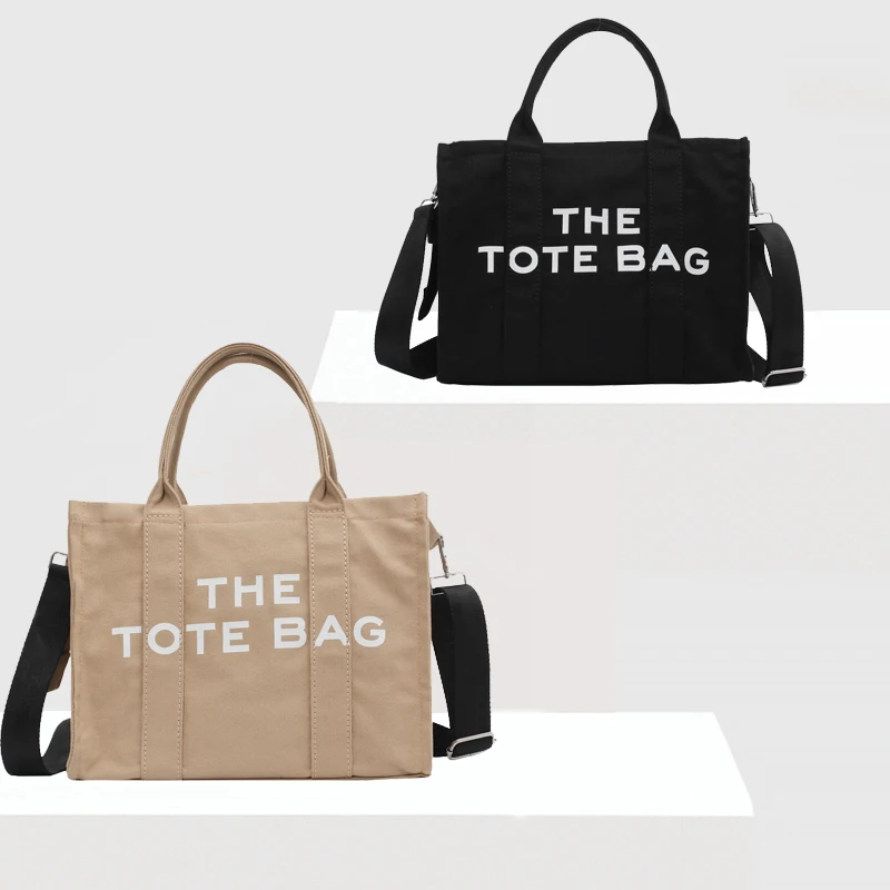 

Casual Canvas Tote Handbag Summer Ladies Shoulder Crossbody Shopper Bags Letter Printing Brand Designer Bags for Women 2021