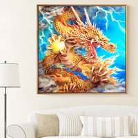 full squareround drill diamond painting chinese mythology dragon lightning sky diamond embroidery handicraft home decoration