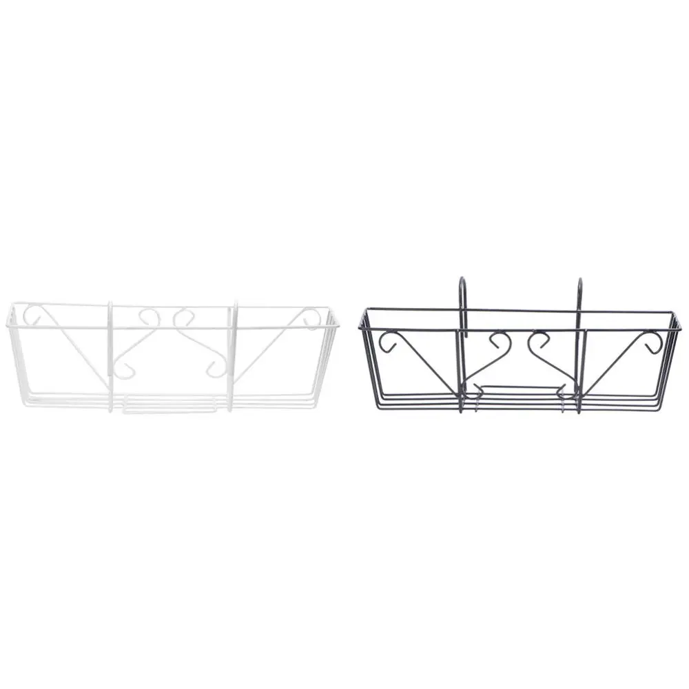 

2pcs Railing Hanging Flower Pot Rack Fence Iron Planter Holder for Home Garden