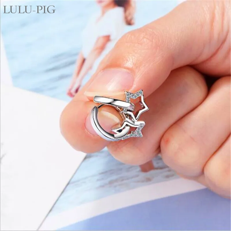 LULU PIG Корейская версия Звездные Серьги микро набор с простой модной пятиконечной