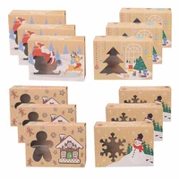 4812pcs kraft paper candy box pvc clear window party new year christmas decoration favor gift cookies bakery box packaging bag