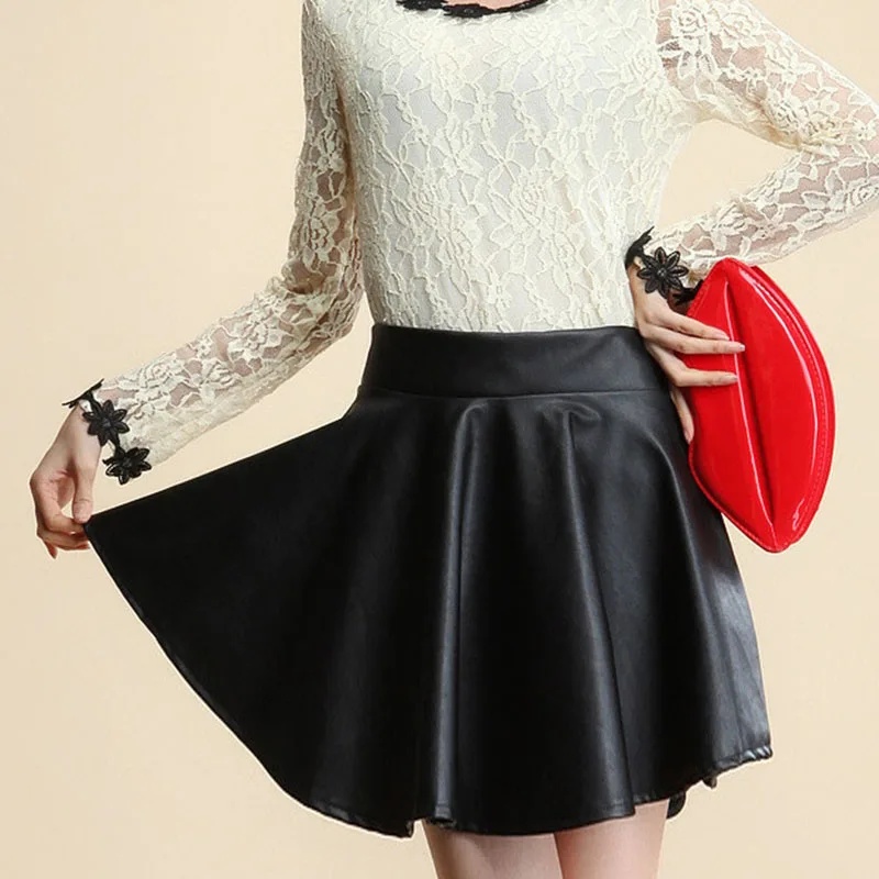 CHSDCSI плиссированные юбки женские из искусственной кожи винтажная эластичная