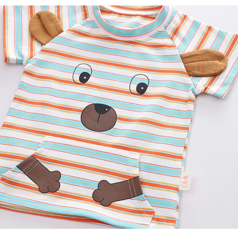 

Summer Children Cartoon Clothes Baby Boys Girls T Shirt Shorts 2Pcs/sets Toddler Cotton Sportswear Kids Infant Striped Clothing