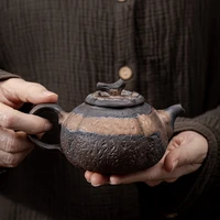 japanese style persimmon teapot ceramic kung fu tea set retro stoneware household single pot