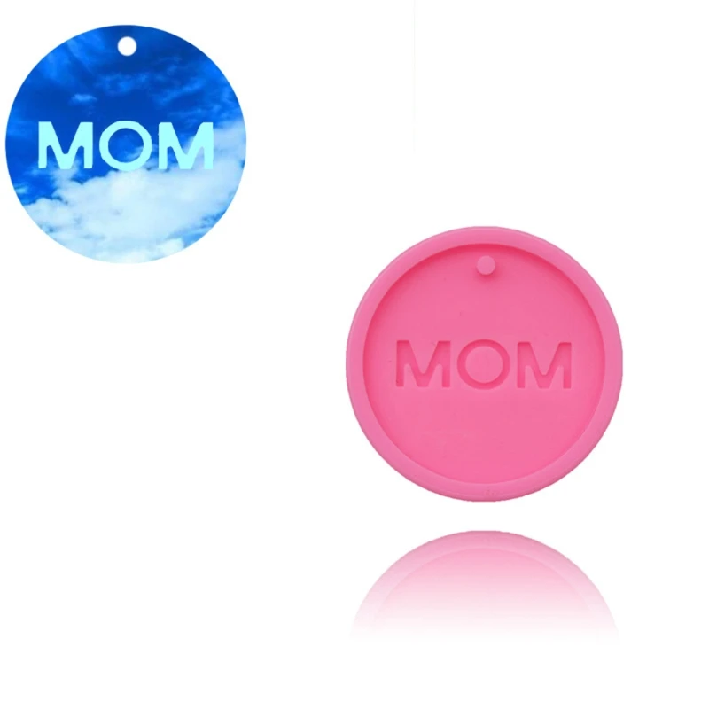 

R2LE Round MOM Keychain Epoxy Resin Mold Jewelry Pendants Silicone Mould DIY Crafts Decorations Casting Tool