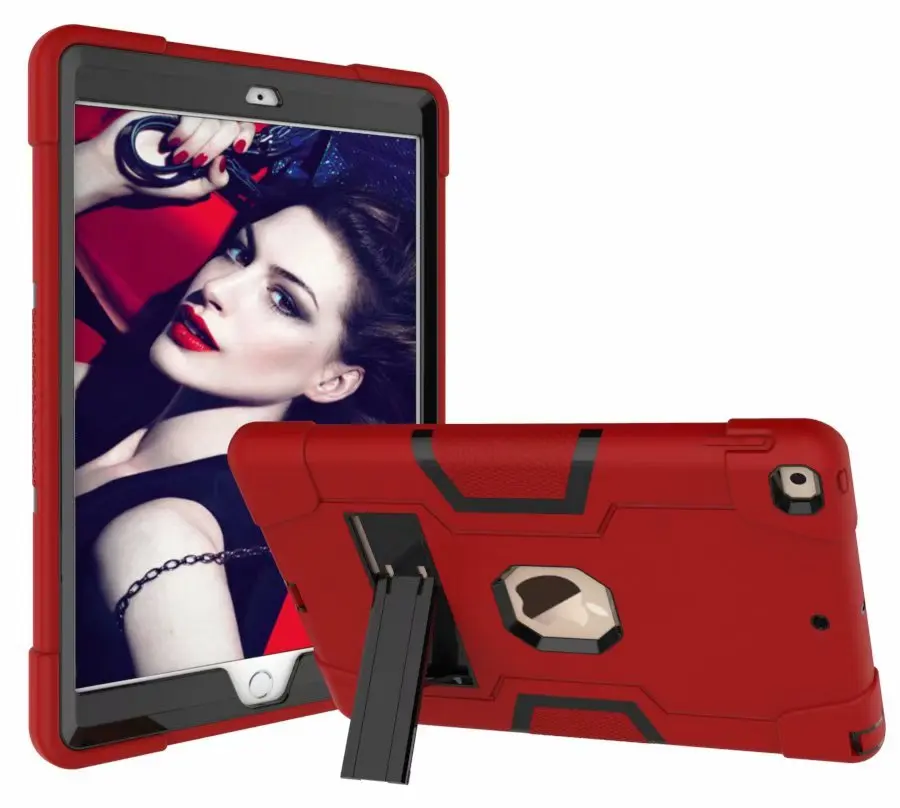 Red and Black 360 полноразмерный противоударный бронированный чехол для нового iPad 10,2 7-го поколения PC силиконовый бампер чехол для iPad 10,2 Чехол подставка - Цвет: Red and Black