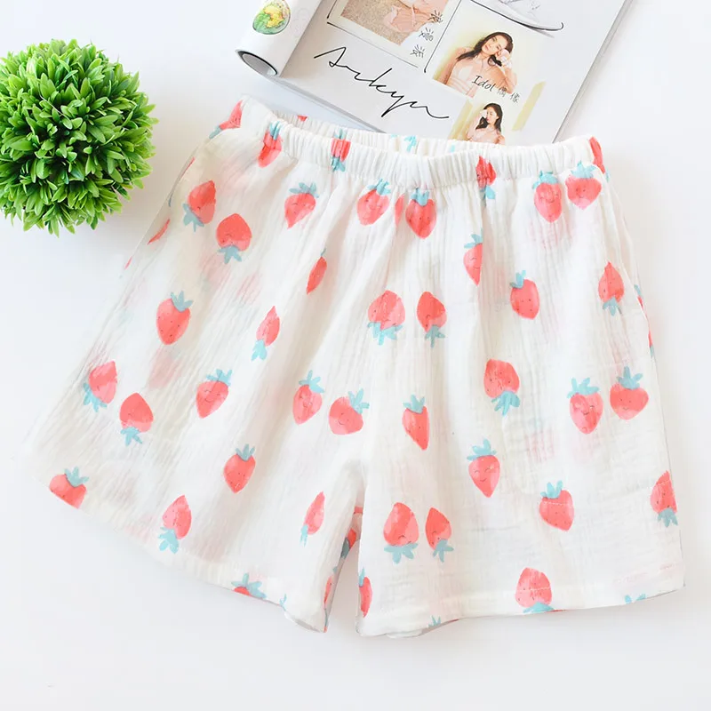 Пижамные шорты с принтом для женщин хлопковая летняя одежда сна штаны Женская