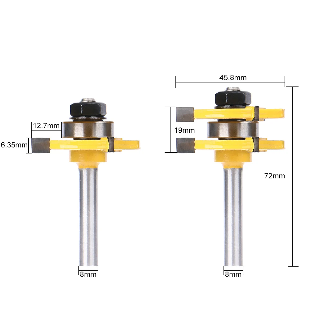 Т образная Концевая фреза 8 мм с хвостовиком 3 зубца для дерева напольный нож