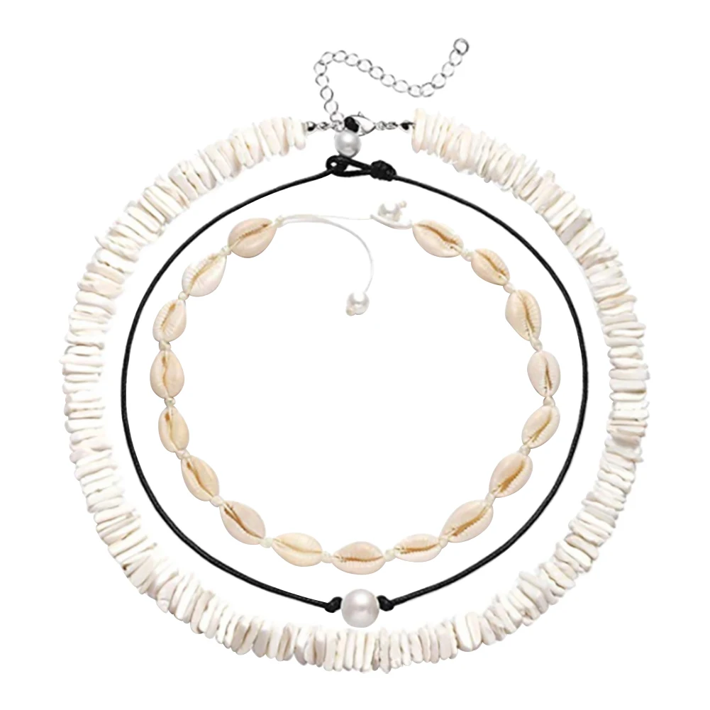 

2020 Beach Puka Chip Shell Surfer Choker Necklace For Women Visco Gilr Boho Imitation Pearl Chocker Necklaces