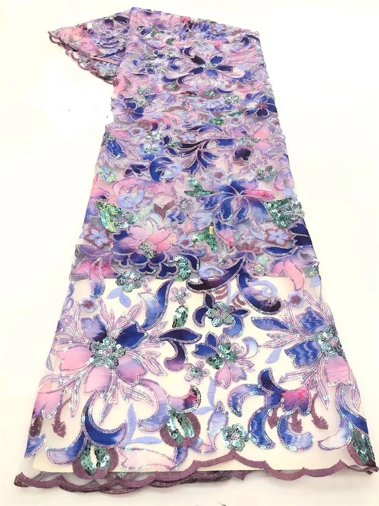 

MIQIER 2020 High Quality African nigerian tulle Lace Fabric fabric with sequins Embroidery fabric for sewing guipure Party Dress