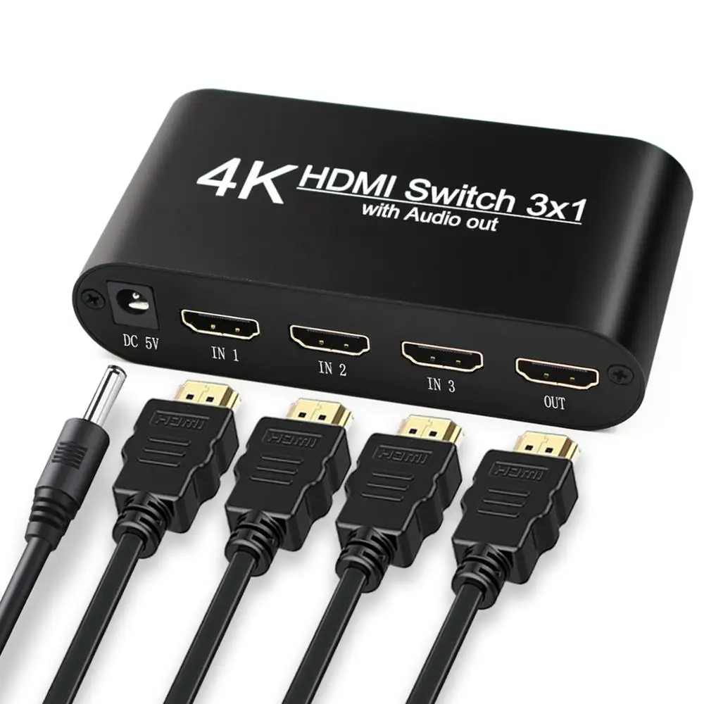 3 портовый HDMI коммутатор аудио экстрактор 3x1 4K в 1 выключатель SPDIF 5 оптический Toslink