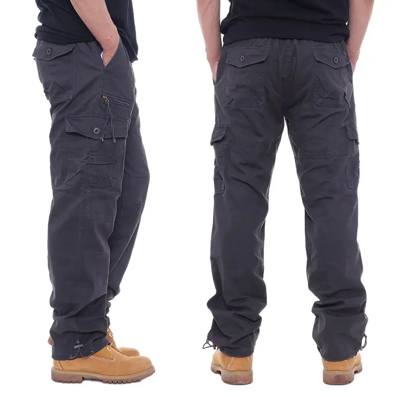 Men's Military Cargo Pants Overalls Casual Cotton Tactical Pants Male Multi Pockets Army Straight Slacks Baggy Long Trousers images - 6