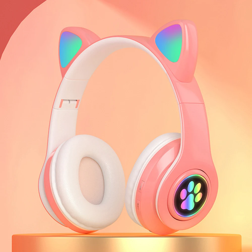 

Wireless Headphones Auriculares Bluetooth Headphones BT 5.0 Cat Ear Headset LED Light Gaming Headphones Support TF Card 3.5MM