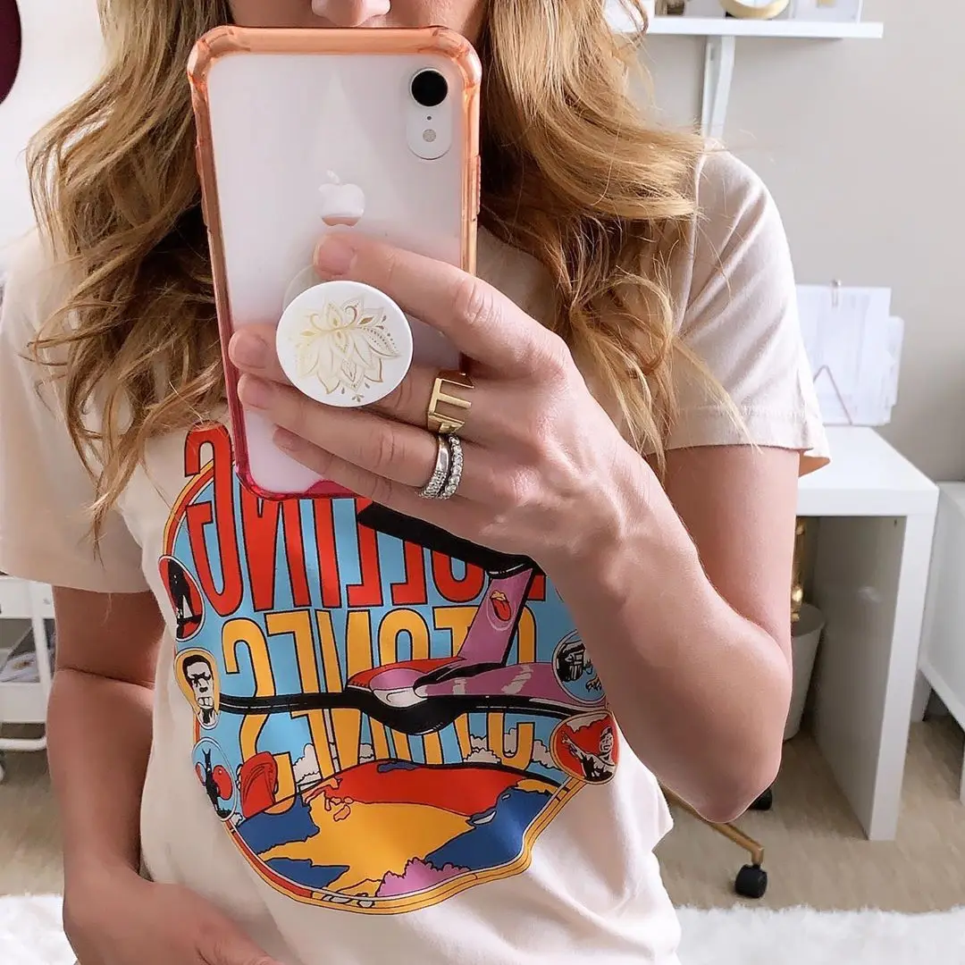 Супершикарные бежевые Винтажные Футболки с графическим рисунком Женская