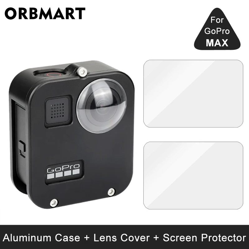 غطاء حماية من سبائك الألومنيوم لـ GoPro MAX 360 ، إطار معدني ، غطاء عدسة ، واقي شاشة لملحقات Go Pro