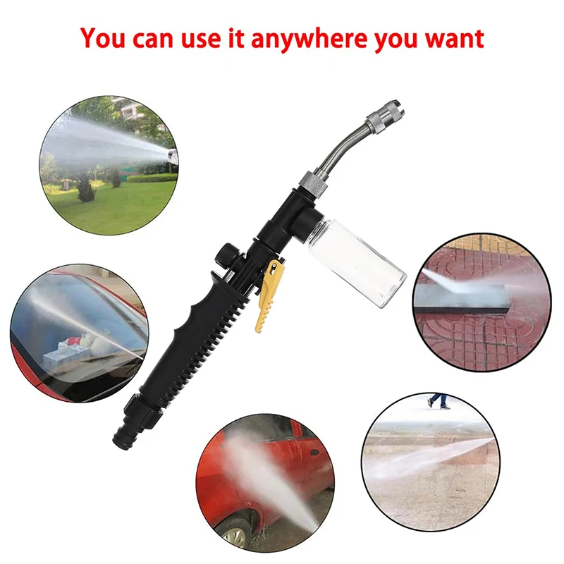 

30/48cm High Pressure Power Washer Spray Nozzle Metal Water Gun Car Wash Watering Garden Cleaning Tools With Foam Bottle