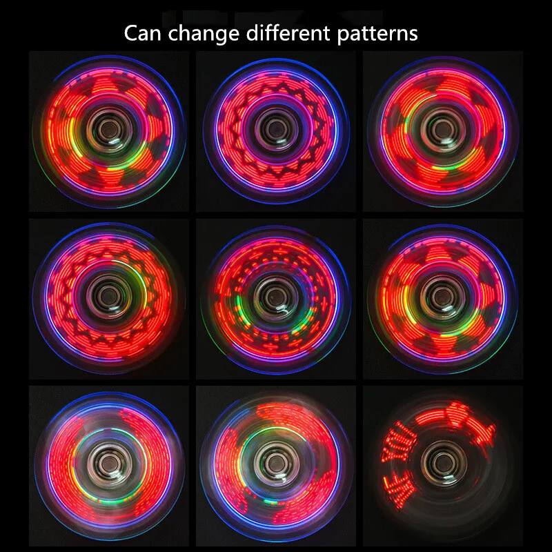 

Creative LED Light Luminous Fidget Spinner Transparent Pattern Changes Hand Spinner Golw in the Dark Stress Relief Toys For Kids
