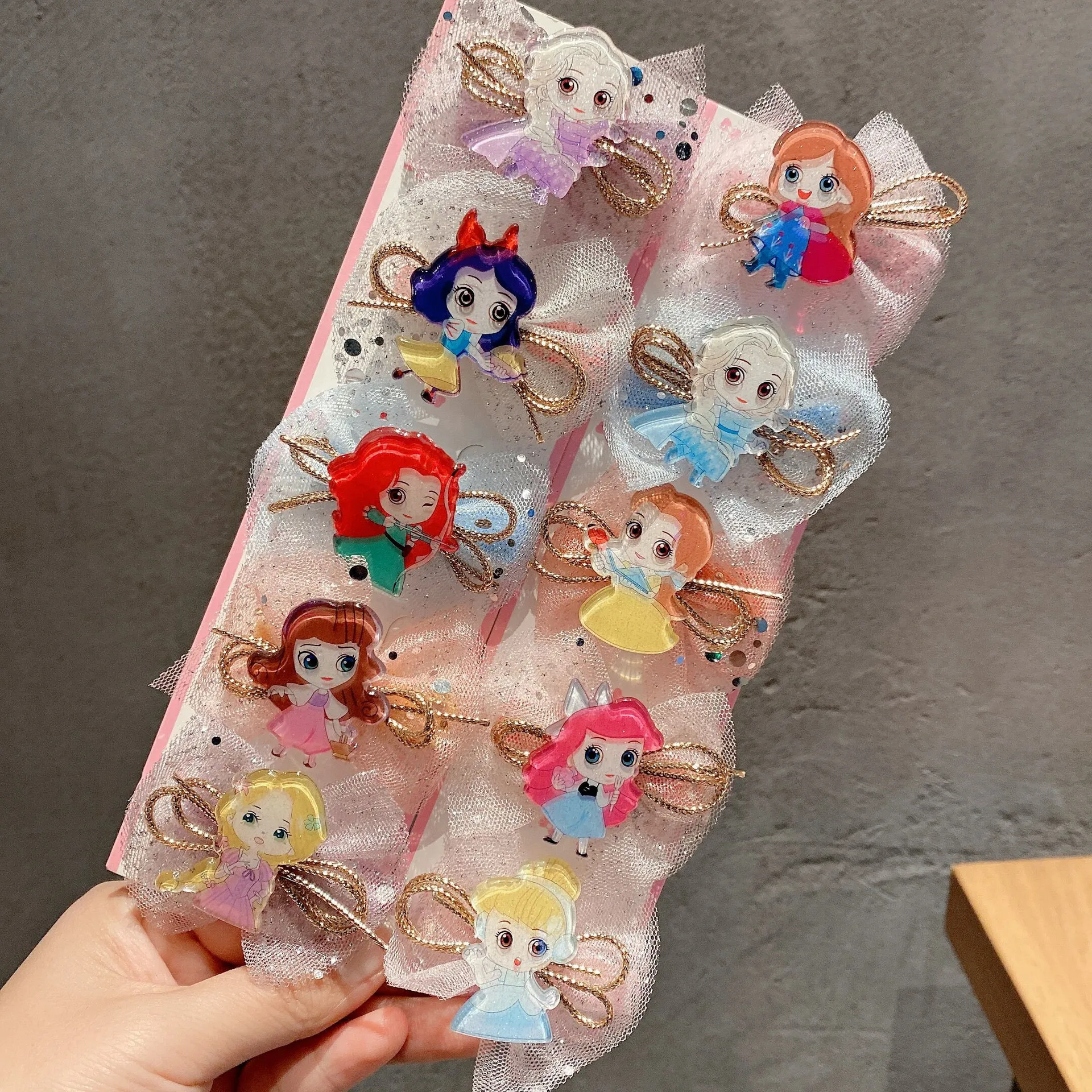 

Disney children's cartoon hairpin Korean princess headdress baby cute hairpin girls side clip card hair accessories