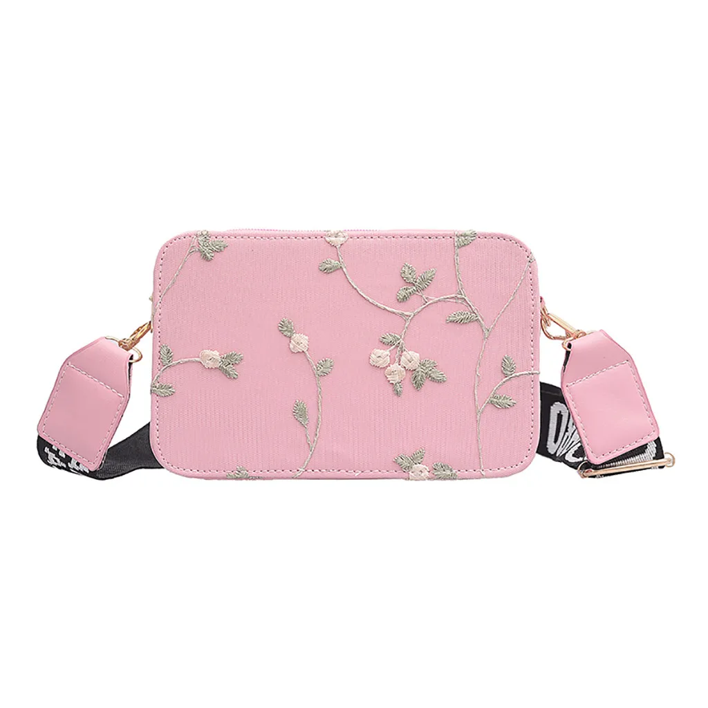 Pink Женская модная поясная сумка на плечо, кружевная Ретро сумка на плечо, Цветочная молния, вышивка, Повседневная поясная сумка, пляжная сумка, bolsa feminina - Цвет: Pink