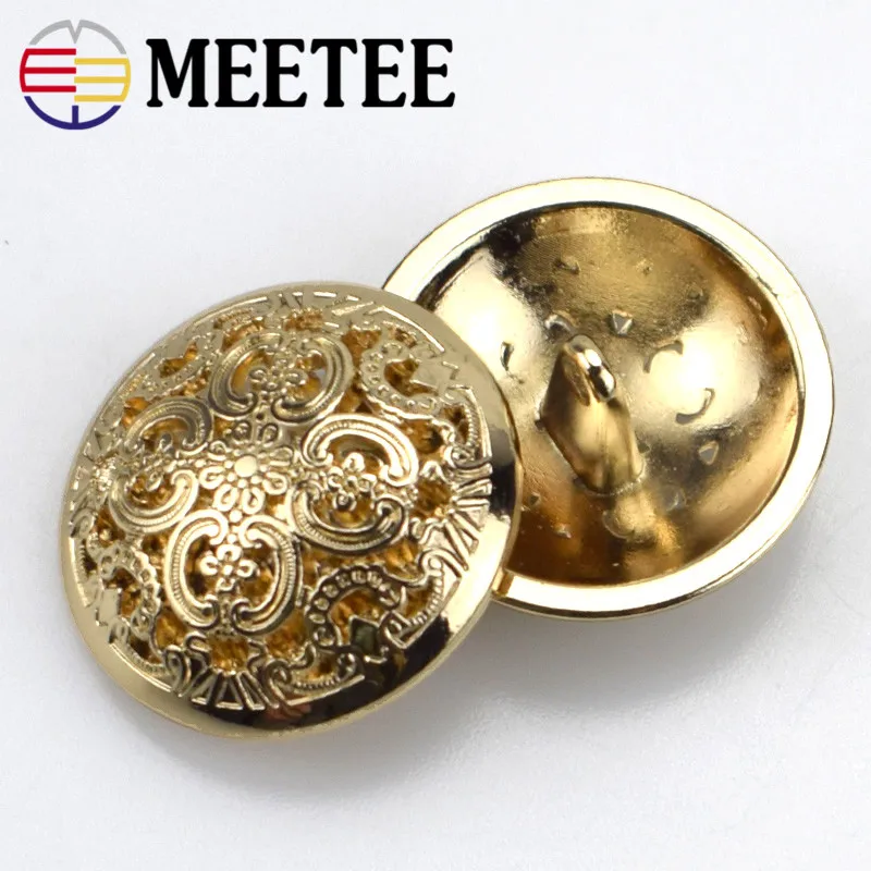 20 штук Meetee 15/18/20/23/25 мм Полой Металлической Кнопки Круглый пальто Верхняя одежда на пуговицах для Костюмы швейный Декор Аксессуары DIY Материал ремесло