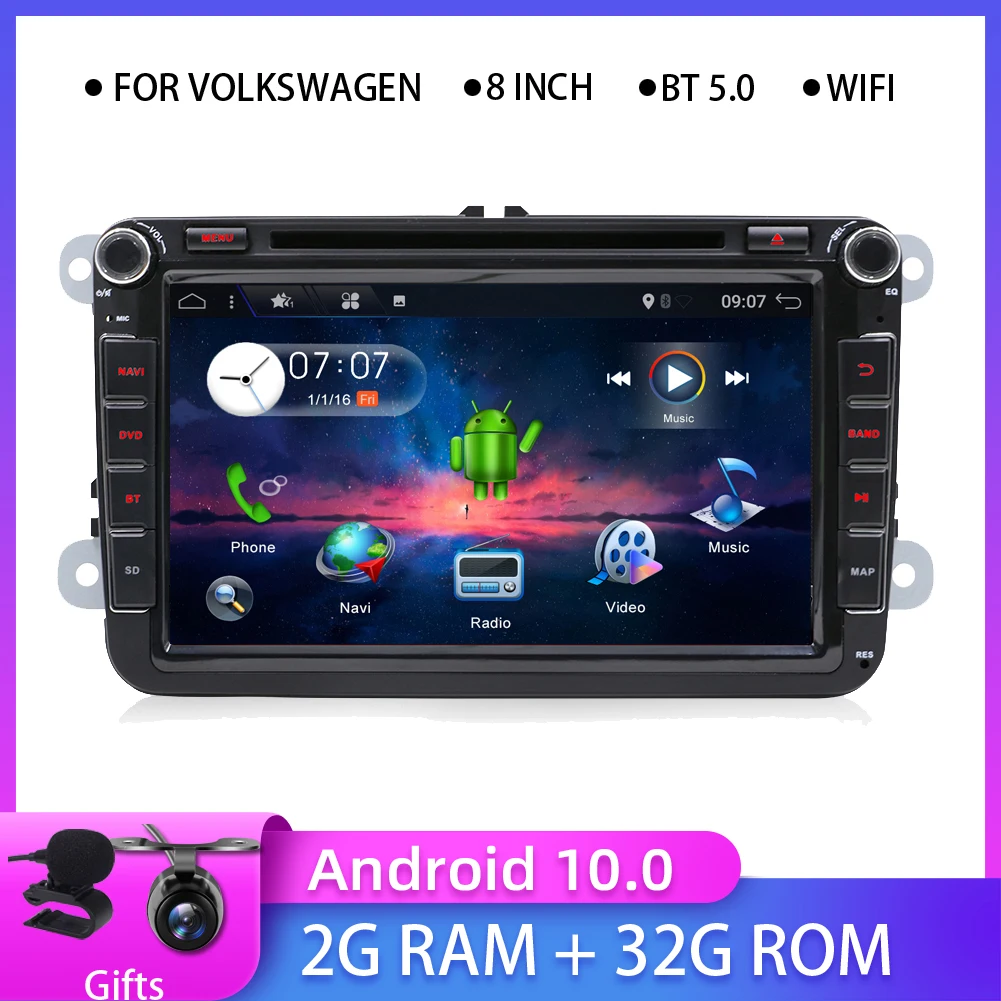 Автомобильный мультимедийный DVD плеер с GPS Навигатором на Android 10 четырехъядерный