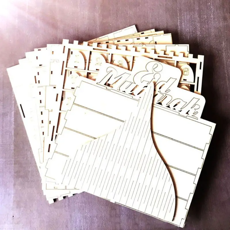 Деревянный МДФ мусульманский знак ИД Мубарак календарь с обратным отсчетом