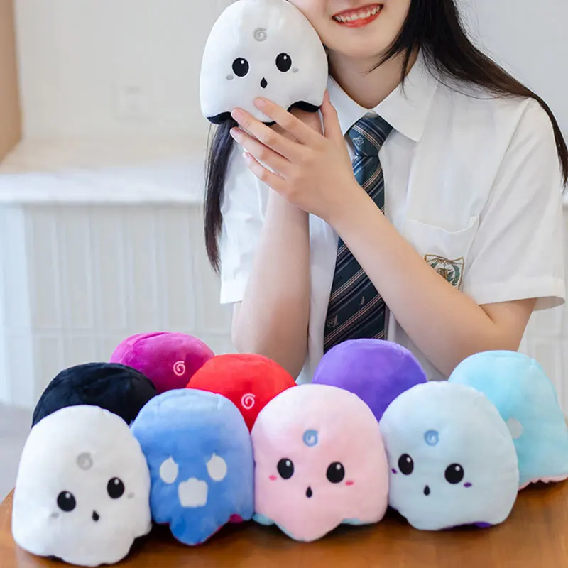

12cm/25cm Ghost Doll Cute Luminous Double-sided Expression Reversible Pumpkin Plush Toy Pillow Halloween Gift for Kids