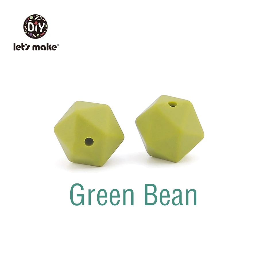 Green Bean Let's Make 10 шт. 14 мм Силиконовые Бусины шестиугольник Bpa Бесплатно Силиконовый Прорезыватель Diy Прорезыватель для зубов Детские Жевательные Аксессуары Детские Прорезыватели - Цвет: Green Bean