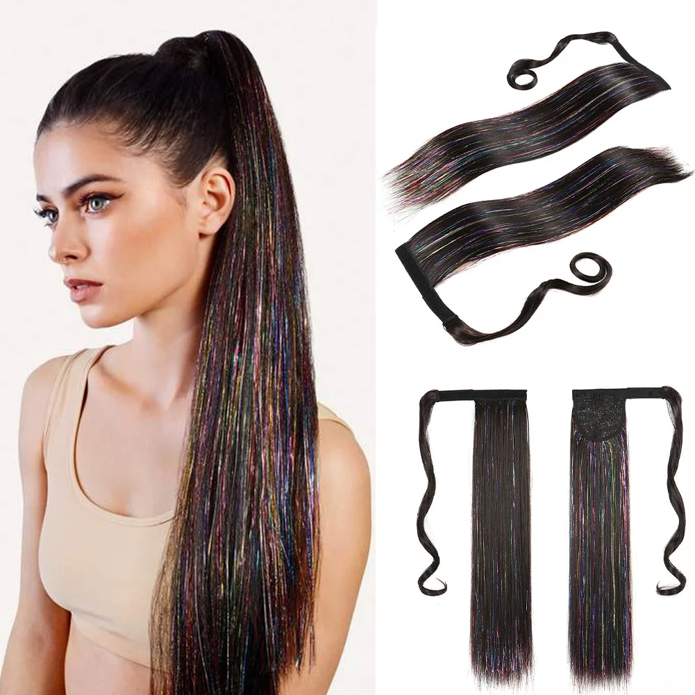 

Длинный прямой хвост, синтетический шиньон для наращивания волос