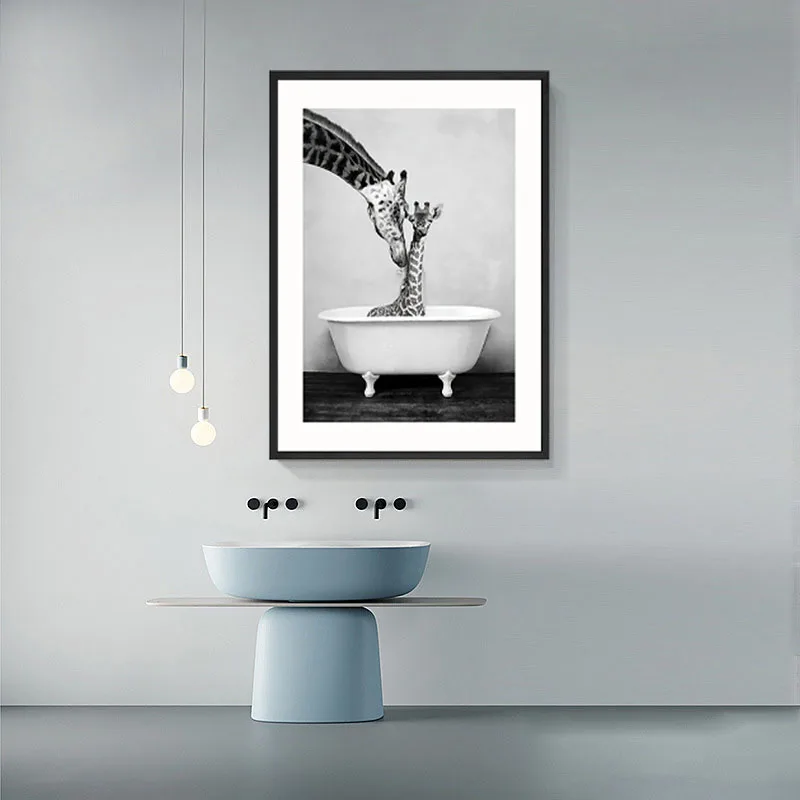 Абстрактное животное Ванна Купание плакат слон жираф украшение для гостиной