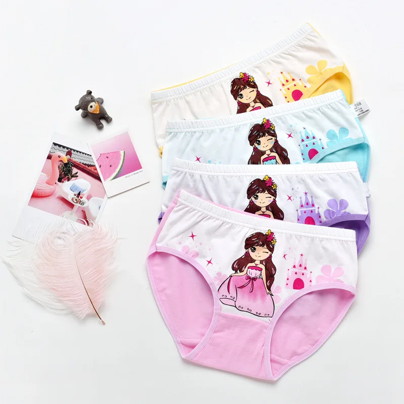 4 шт./партия милые детские трусики для девочек трусы боксеры нижнее белье