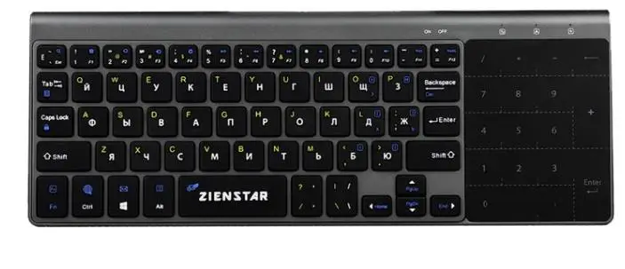 Zienstar Беспроводная мини-клавиатура с тачпадом и нумпадом для Windows PC, ноутбука, Ios pad, Smart tv, HTPC IP tv, Android Box - Цвет: Russia Letter