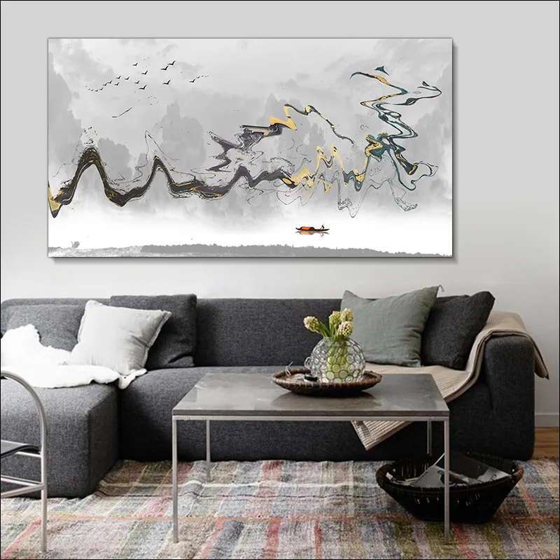 

Modern Abstract Mountain Scenery Painting Unframed Canvas Framed Ink Painting Poster Frameless Decoration Printing Wall Painting