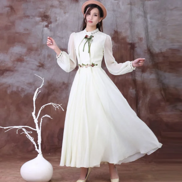 Бесплатная доставка Элегантный богемный стиль Цветочный Вышивка с длинным