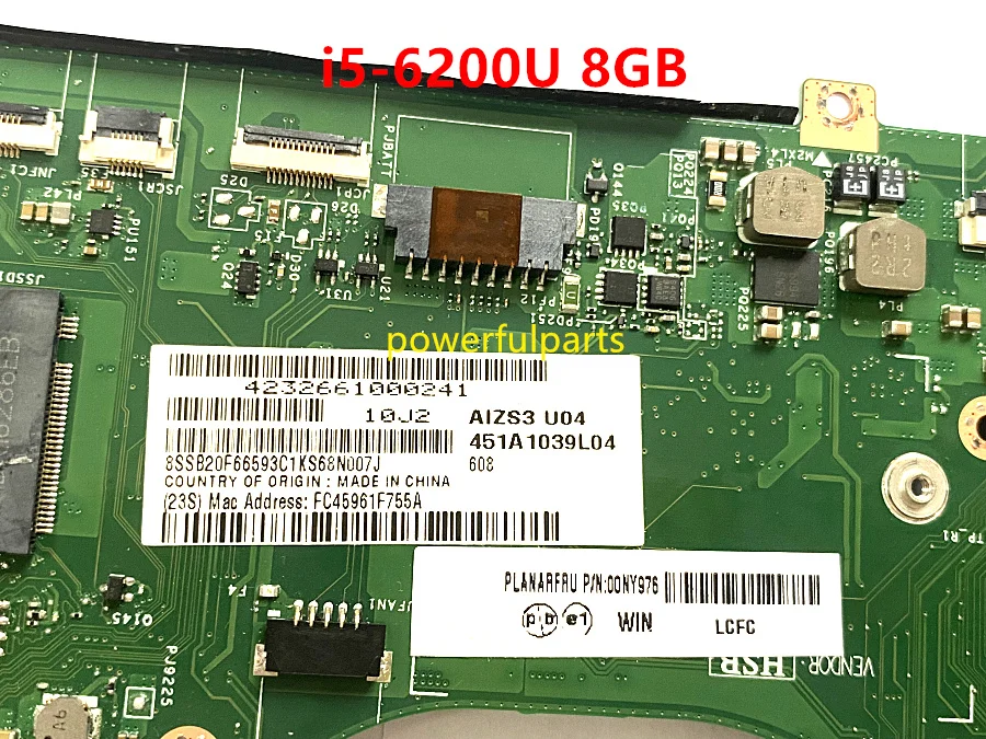 100 working for lenovo yoga 260 motherboard with i5 6200 cpu8g ram aizs3 la c582p fru 00ny976 01lv847 tested well free global shipping