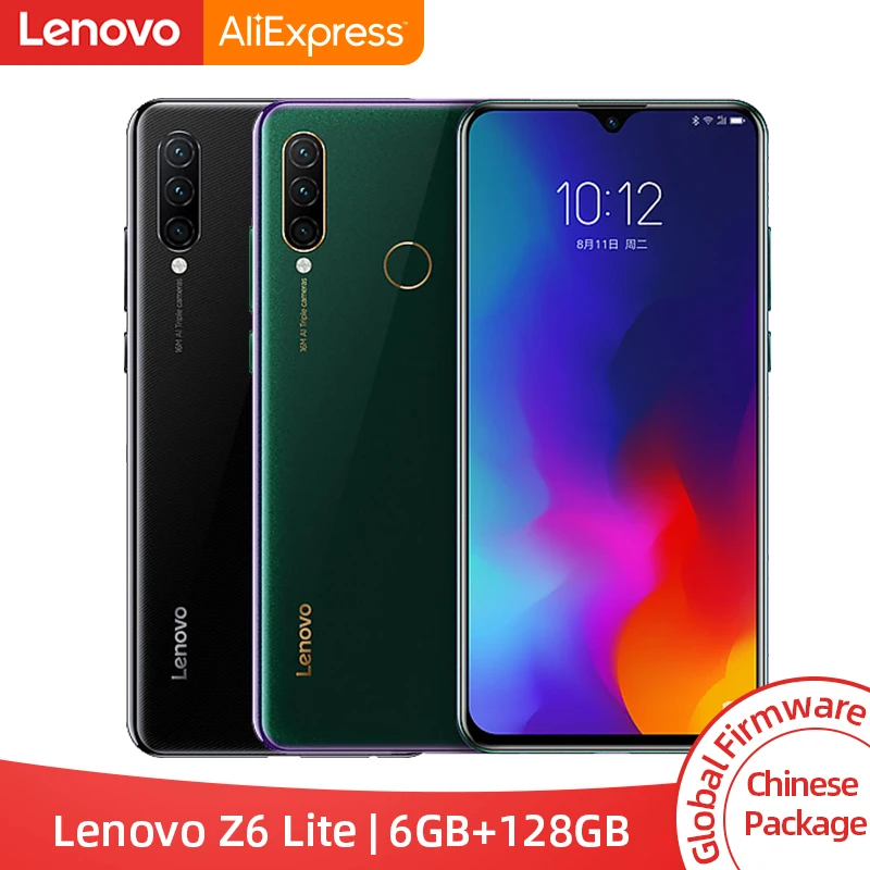 Lenovo Z6 Lite с глобальной прошивкой, 6 ГБ, 128 ГБ, восьмиядерный смартфон Snapdragon 710, тройная камера, экран 6,3 дюйма, Android 9,0