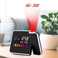 digital weather forecast projection clock lcd display desktop clock color screen rotating electronic bell for home decoration