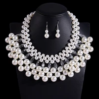 uddein handmade exaggerated pearl necklace pendant bridal wedding accessories african beads jewelry sets vintage choker women