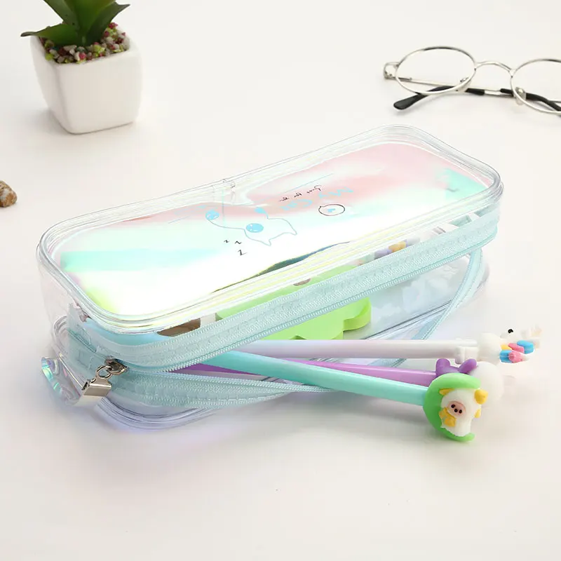 TOPSTHINK пенал прозрачный большой канцелярский чехол милый кролик ПВХ школьный для