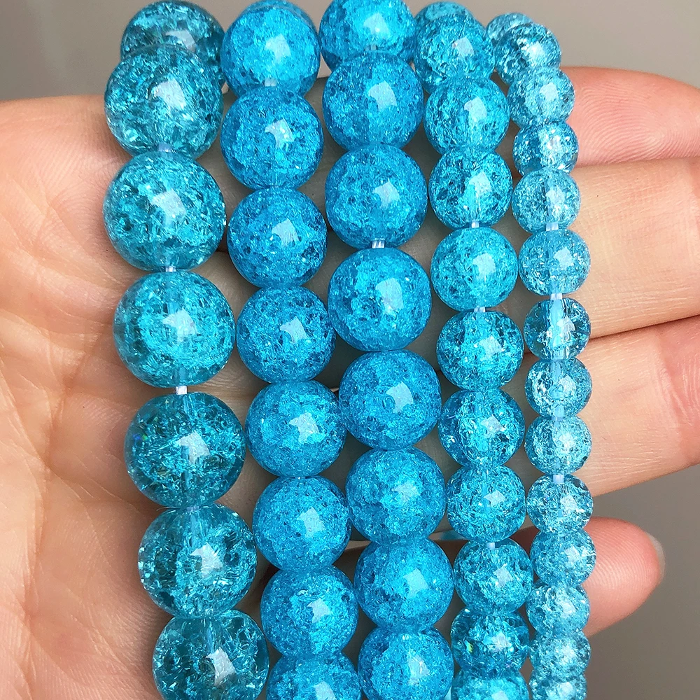 

Круглые стеклянные бусины с трещинами небесно-голубого цвета, с отверстием насыпью, для самостоятельного изготовления ювелирных изделий б...