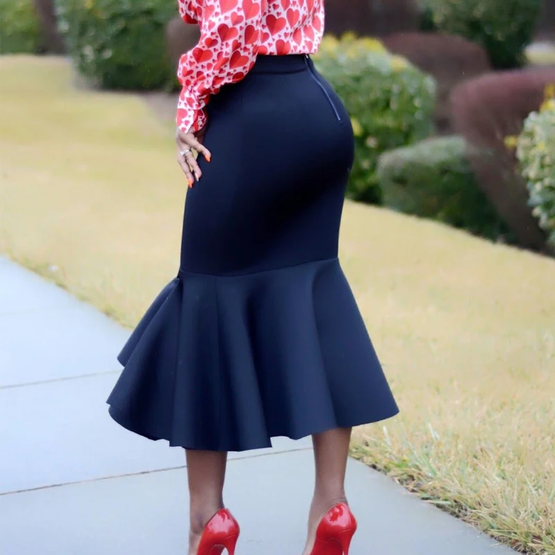 Юбка карандаш Женская облегающая с высокой талией воланами посылка|Женские юбки|