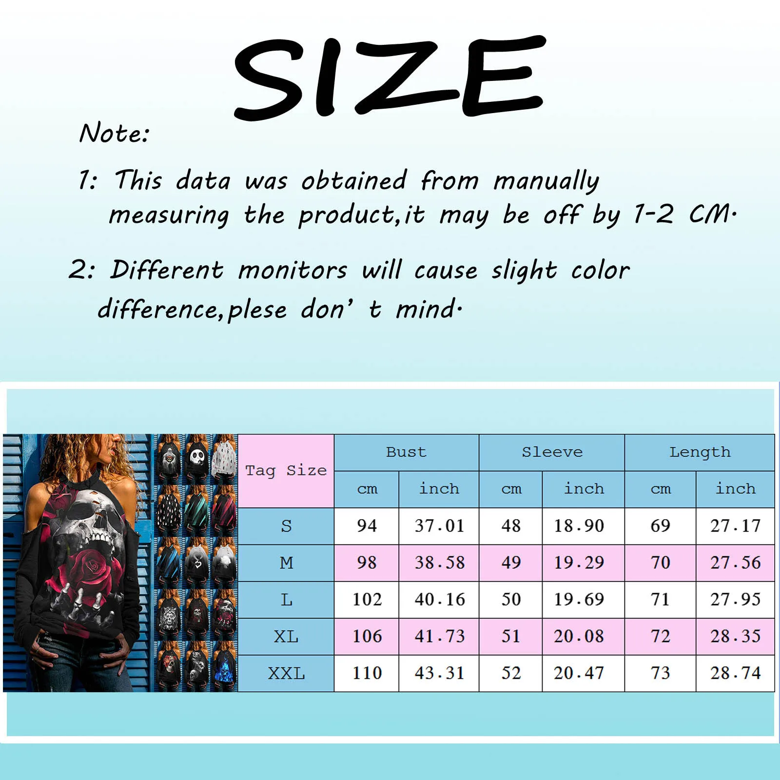 

Harajuku Women T Shirt Casual Off Shoulder Halloween Hollow Out Long Sleeve ghost Printed Female Tee T-shirt topswomen2021