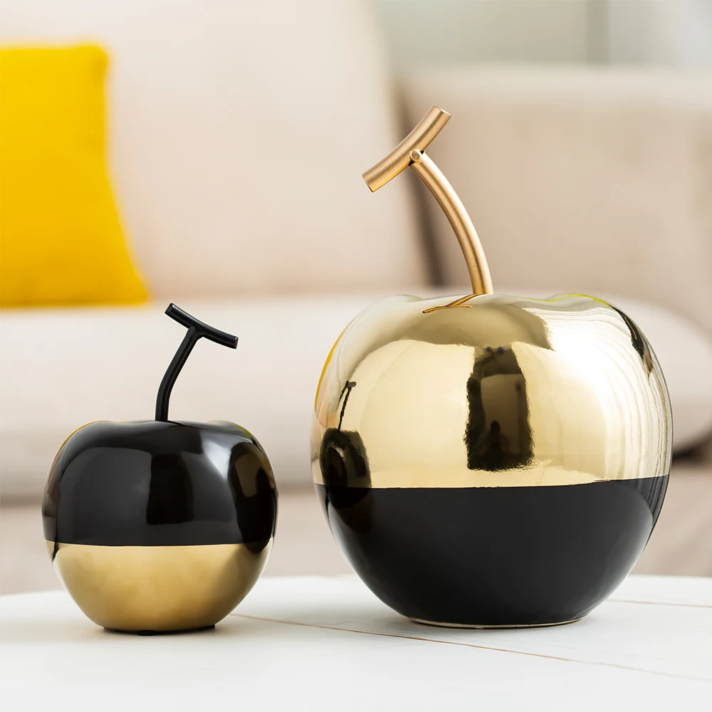

Creative Fruit Sculpture Ceramic Statue Modern Home Decor Living Room Decoration Golden Figurines Desk Decoration Crafts Gifts